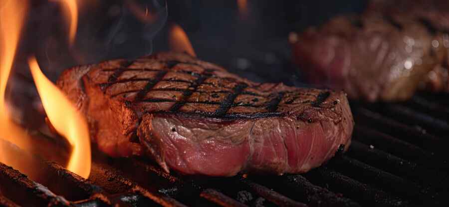 steak being grilled