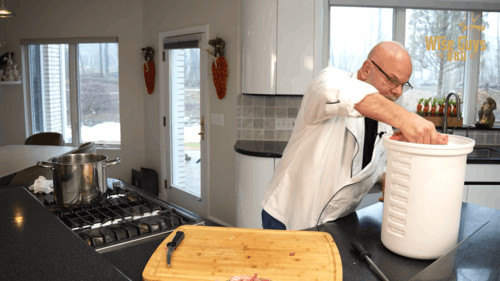 submerging meat in brine