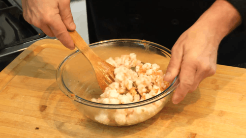mixing shrimps