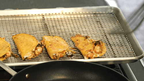 tacos on a rack